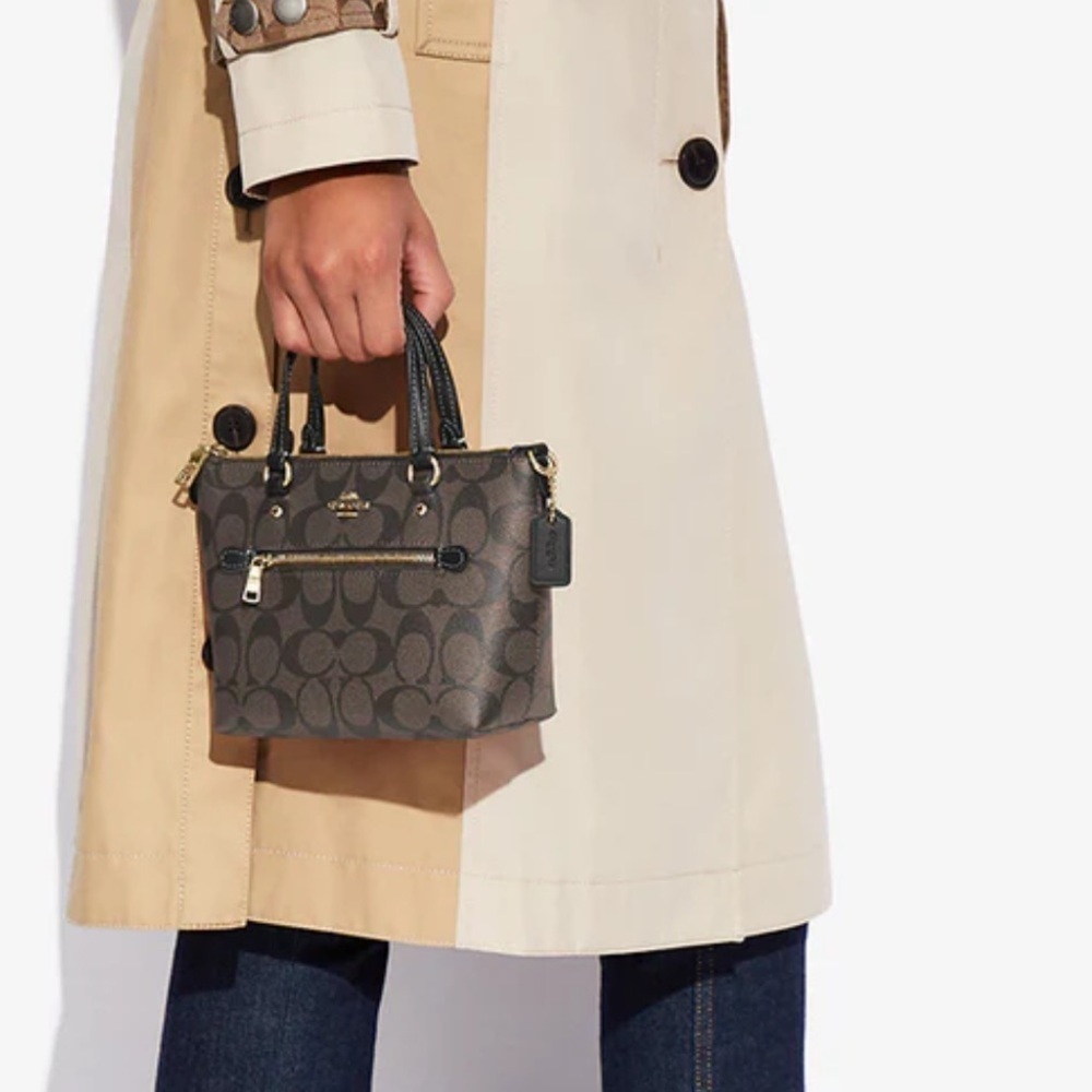 Coach Mini Gallery Crossbody In Signature Canvas Brown Black